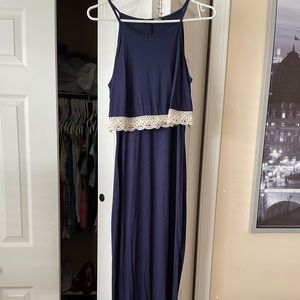 Navy maxi with lace trim